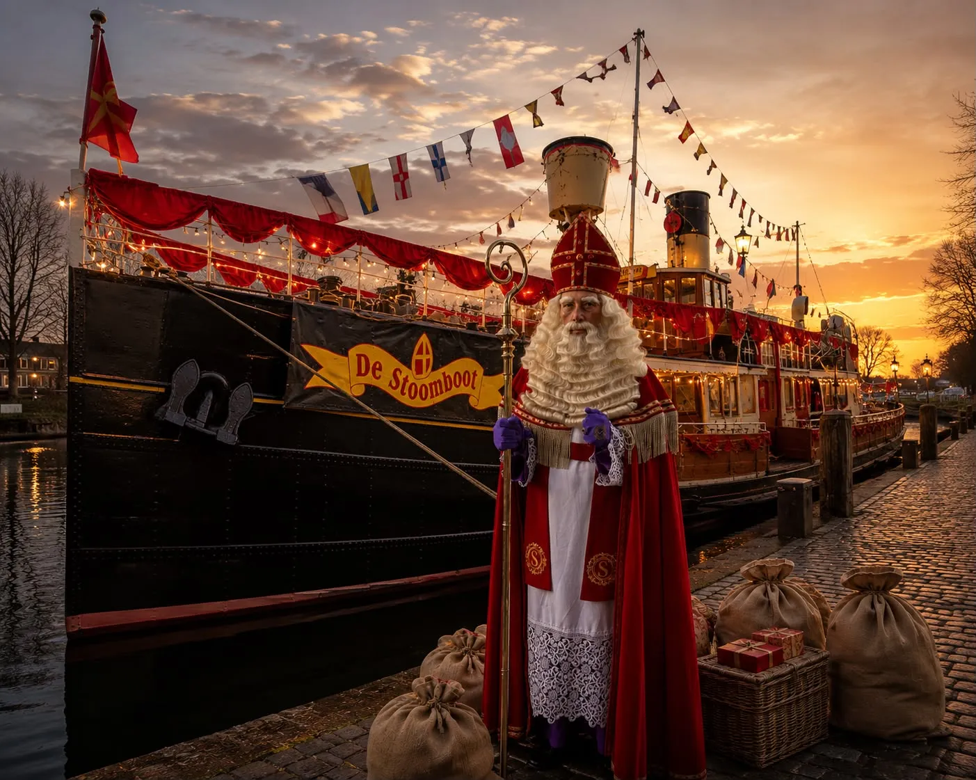 Sinterklaas bij de stoomboot